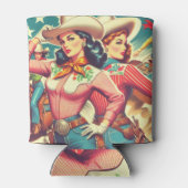 Retro Cowgirls Pin-ups Blikjeskoeler (Achterkant)