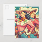Retro Cowgirls Pin-ups Briefkaart (Voorkant / Achterkant)