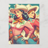 Retro Cowgirls Pin-ups Briefkaart (Voorkant)