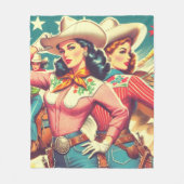 Retro Cowgirls Pin-ups Fleece Deken (Voorkant)