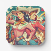 Retro Cowgirls Pin-ups Papieren Bordje (Voorkant)