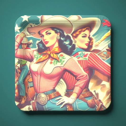 Retro Cowgirls Pin-ups Papieren Bordje