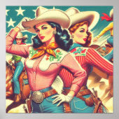 Retro Cowgirls Pin-ups Poster (Voorkant)