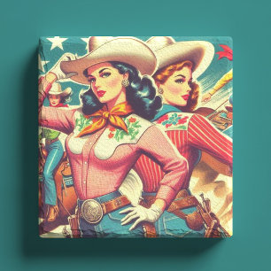 Retro Cowgirls Pin-ups Stenen Onderzetter