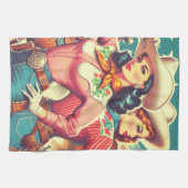 Retro Cowgirls Pin-ups Theedoek (Horizontaal)