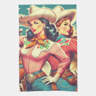 Retro Cowgirls Pin-ups Theedoek