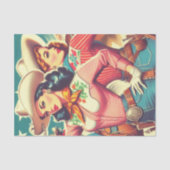 Retro Cowgirls Pin-ups Tissuepapier (Voorkant)