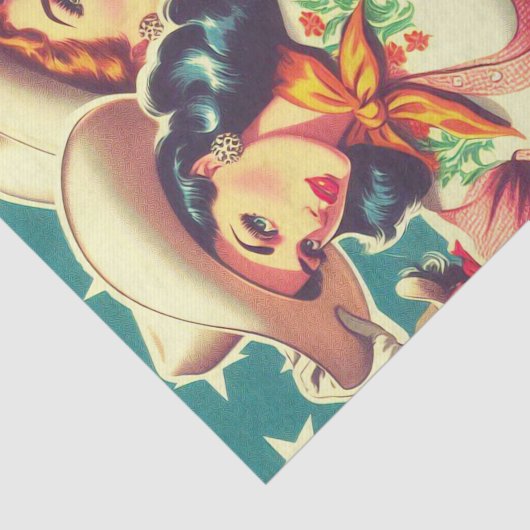 Retro Cowgirls Pin-ups Tissuepapier (Detail)