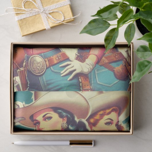 Retro Cowgirls Pin-ups Tissuepapier (Geschenk)