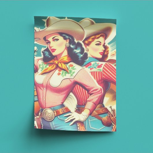 Retro Cowgirls Pin-ups Tissuepapier