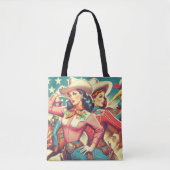 Retro Cowgirls Pin-ups Tote Bag (Voorkant)
