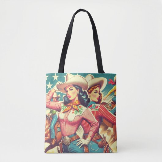 Retro Cowgirls Pin-ups Tote Bag (Voorkant)