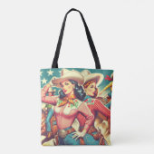 Retro Cowgirls Pin-ups Tote Bag (Achterkant)