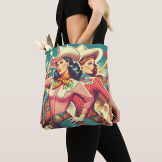 Retro Cowgirls Pin-ups Tote Bag