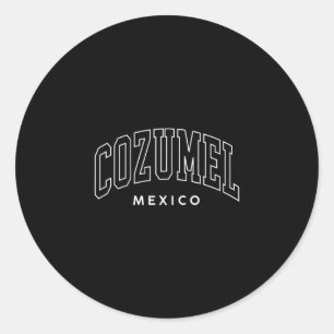 Retro Cozumel Mexico Retro Ouderwetse Preppy Vrouw Ronde Sticker