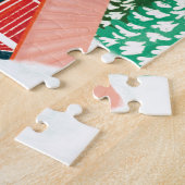 Retro Cozy Cabin in de Bossen Kerstmis Legpuzzel (Zijkant)