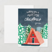 Retro Cozy Cabin op de kerstkaart voor Bossen Notitiekaartje (Voorkant / Achterkant)