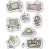 Retro Cozy Gamer Bureaublad Sticker Set (Voorkant)