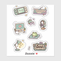 Retro Cozy Gamer Bureaublad Sticker Set