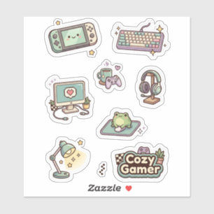 Retro Cozy Gamer Bureaublad Sticker Set