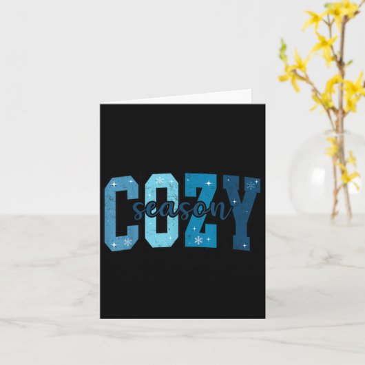 Retro Cozy Season Cute Winter Vibes Tis The Season Kaart (Gele Bloem)