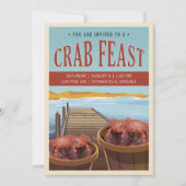 Retro Crab Feast Invite Kaart (Voorkant)