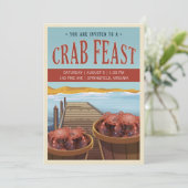 Retro Crab Feast Invite Kaart (Staand voorkant)