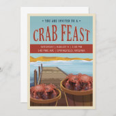 Retro Crab Feast Invite Kaart (Voorkant / Achterkant)
