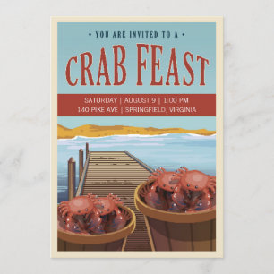 Retro Crab Feast Invite Kaart