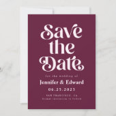 Retro Cranberry Red Wedding Save The Date (Voorkant)