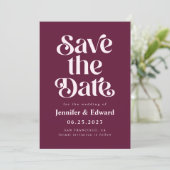 Retro Cranberry Red Wedding Save The Date (Staand voorkant)