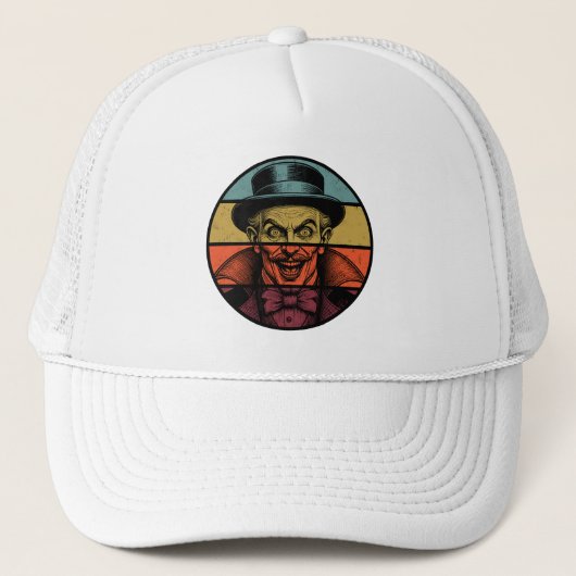 Retro Crazed Face Illusionist Trucker Pet (Voorkant)