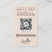 Retro Cream Beige Trendy Logo Social Media QR Code Visitekaartje (Voorkant)