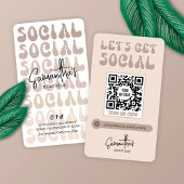 Retro Cream Beige Trendy Logo Social Media QR Code Visitekaartje