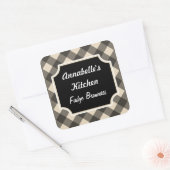 Retro Cream Black Kitchen-stickers Vierkante Sticker (Envelop)