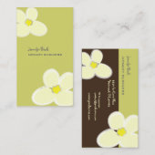 RETRO CREAM PLUMERIAS/DIY ACHTERGRONDKLEUR VISITEKAARTJE (Voorkant / Achterkant)