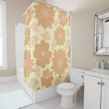 Retro  Cream Sinaasappel Bloemen