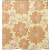 Retro  Cream Sinaasappel Bloemen Douchegordijn (Voorkant)