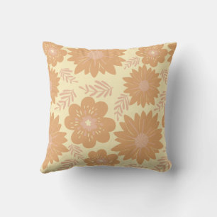 Retro  Cream Sinaasappel Bloemen Kussen