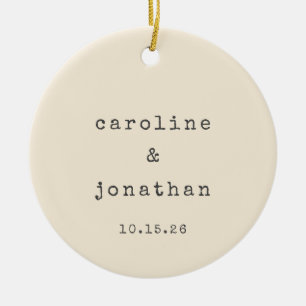 Retro Cream Typewriter Aangepaste trouwfoto Keramisch Ornament