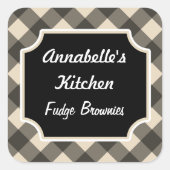 Retro Cream Zwart Keuken Stickers (Voorkant)