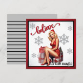 Retro Creatieve Kerst Pin-up Feestdagenkaart (Voorkant / Achterkant)