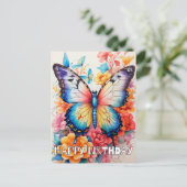 Retro Creative Butterfly & Flower Collage Feestdagenkaart (Staand voorkant)