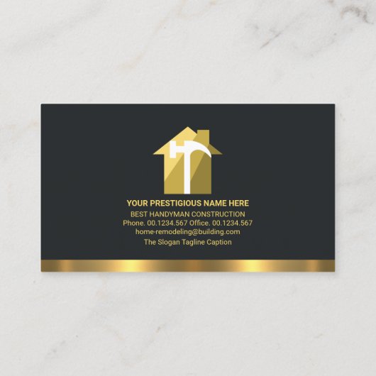 Retro Creative Gold Handyman Tools Home Remodeling Visitekaartje (Achterkant)