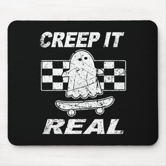 Retro Creep It Real Ghost Halloween Mannen Kinder Muismat (Voorkant)