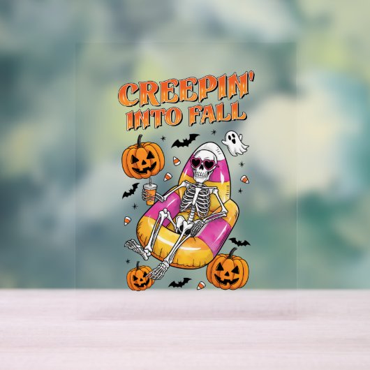 Retro Creepin in de Herfst Halloween Acryl Bord (Neutraal)