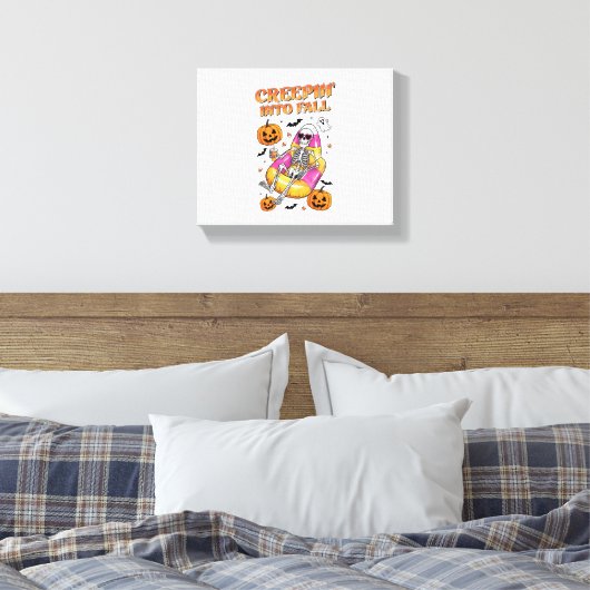 Retro Creepin in de Herfst Halloween Canvas Afdruk (Insitu (Slaapkamer))