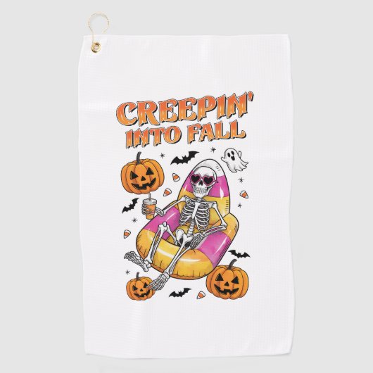Retro Creepin in de Herfst Halloween Golfhanddoek (Voorkant)