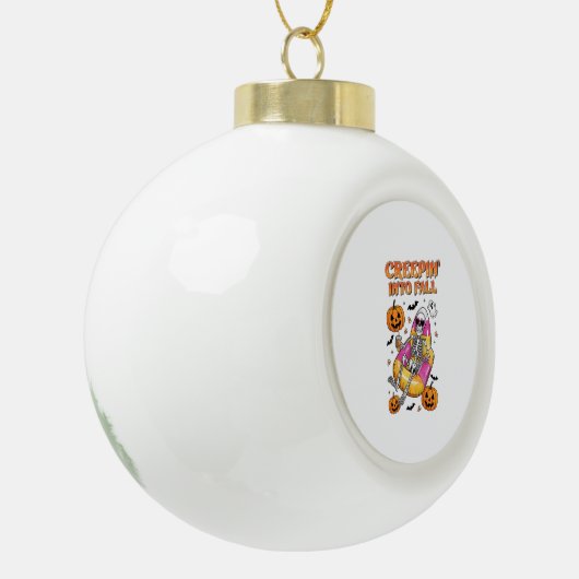 Retro Creepin in de Herfst Halloween Keramische Bal Ornament (Links)