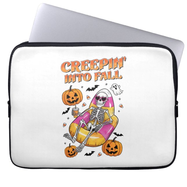 Retro Creepin in de Herfst Halloween Laptop Sleeve (Voorkant)